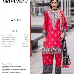 Broadway Mahnur Print & Embroidered Shirt, Dupatta and Trouser - AZALEA D11