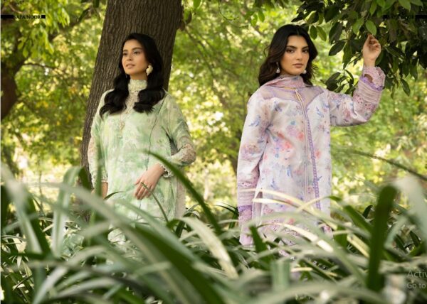Zuhra by Safanoor threadwork Chiffon Soft Lawn Shirt, Dupatta and Trouser SN04 - Image 2