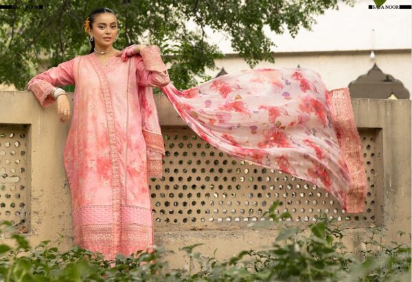 Zuhra by Safanoor threadwork Chiffon Soft Lawn Shirt, Dupatta and Trouser SN05 - Image 2