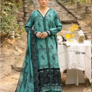 Zuhra by Safanoor threadwork Chiffon Soft Lawn Shirt, Dupatta and Trouser SN06
