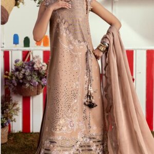 Dyed Lawn Embroidered Shirt with Chiffon Dupatta and Cotton Trouser D34A